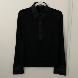 Lida Baday Black Quater Button Collared 